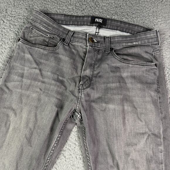 Paige Federal Jeans Mens 32x28 Gray Washed Faded Straight Leg Stretch - Picture 5 of 11